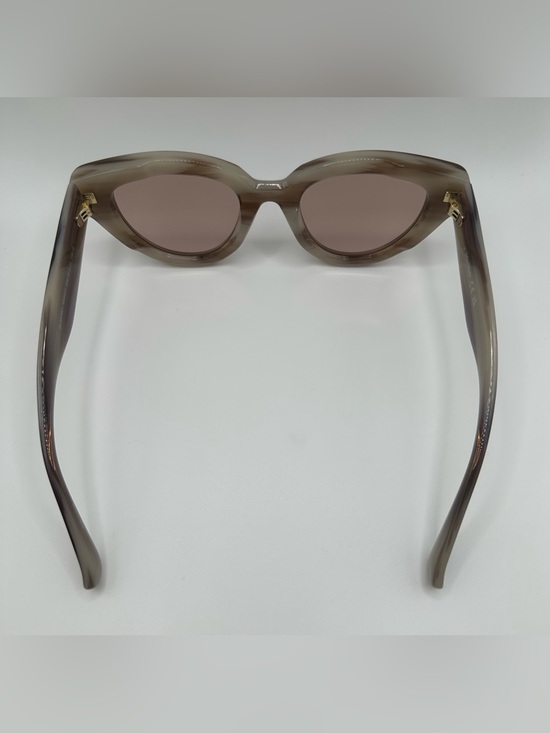 Max Mara Sunglasses Glimpse Cat Eye Taupe Beige Horn Frame Mirror Case New $260 main image 5